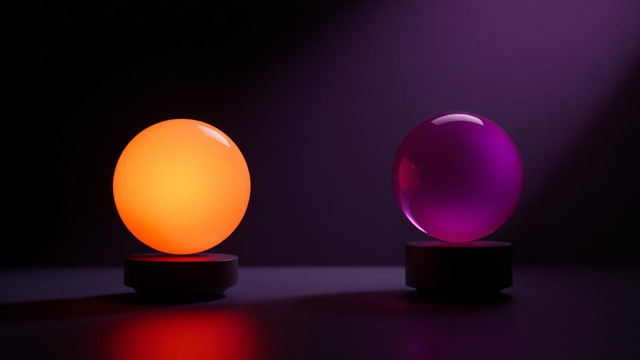 Claude 4.5 Sonnet and Opus compared — orange and purple orbs