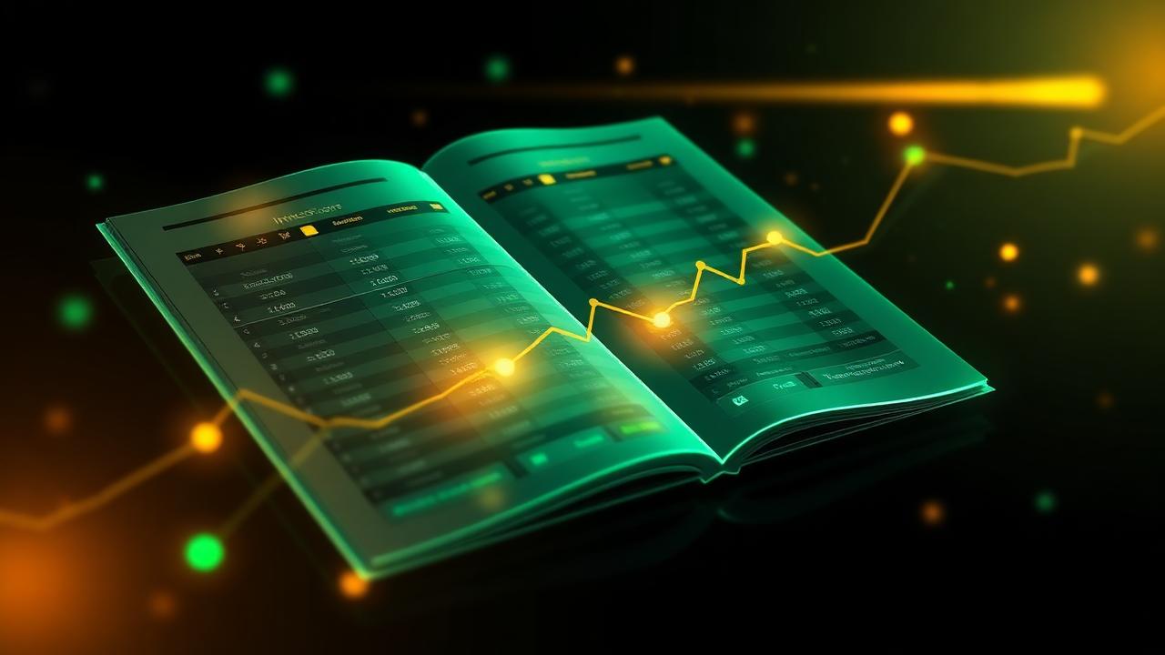 AI in finance — glowing ledger with anomaly markers