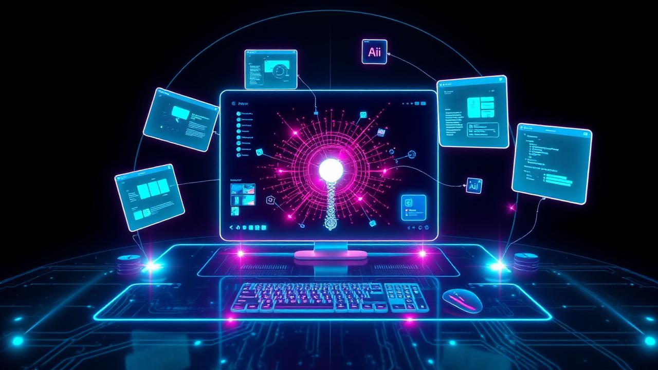 Computer-use AI agent driving a holographic desktop
