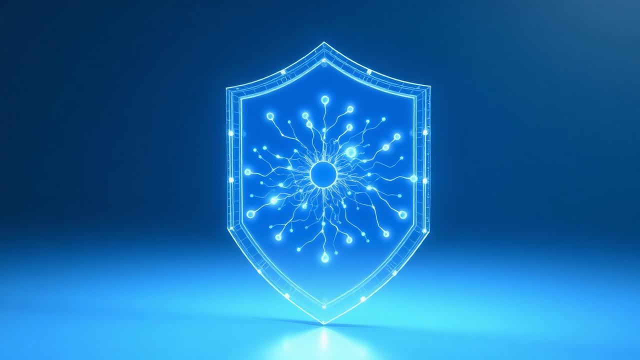 AI safety and alignment — neural network inside a glowing shield